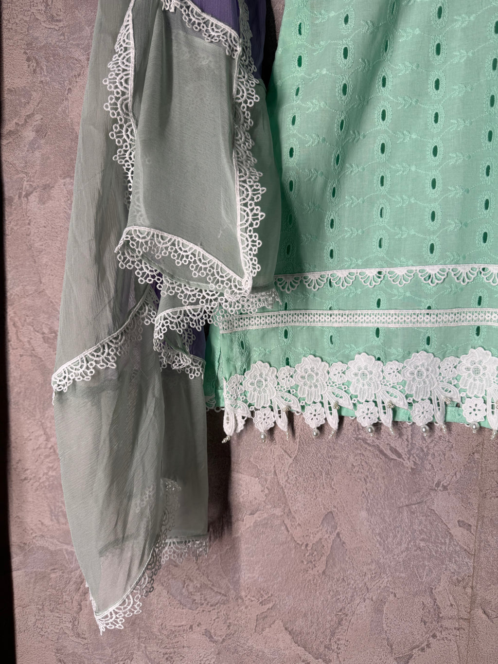 Mint Chikankari Co-ord Set