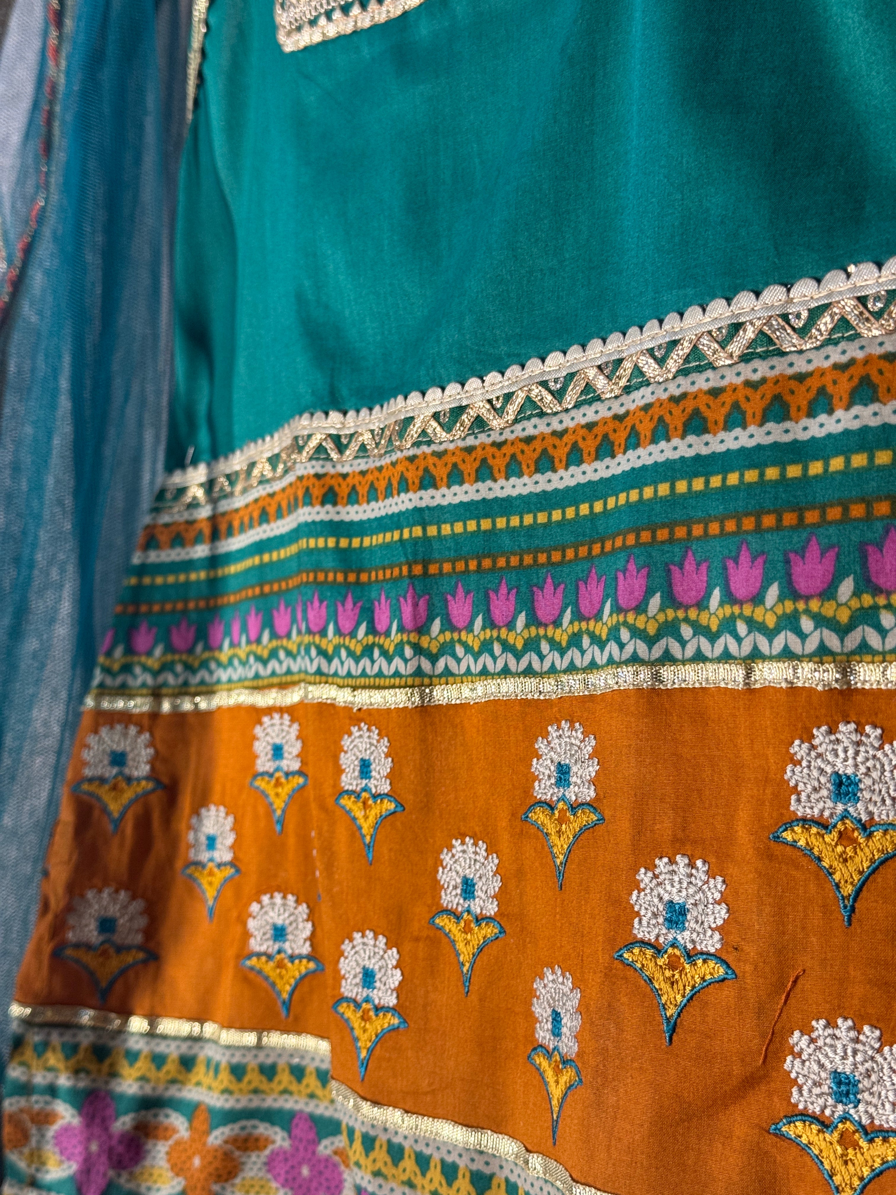 Rust Royale Lawn Gharara Set