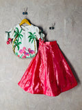 Hand-Painted Flamingo Palm Sharara Set