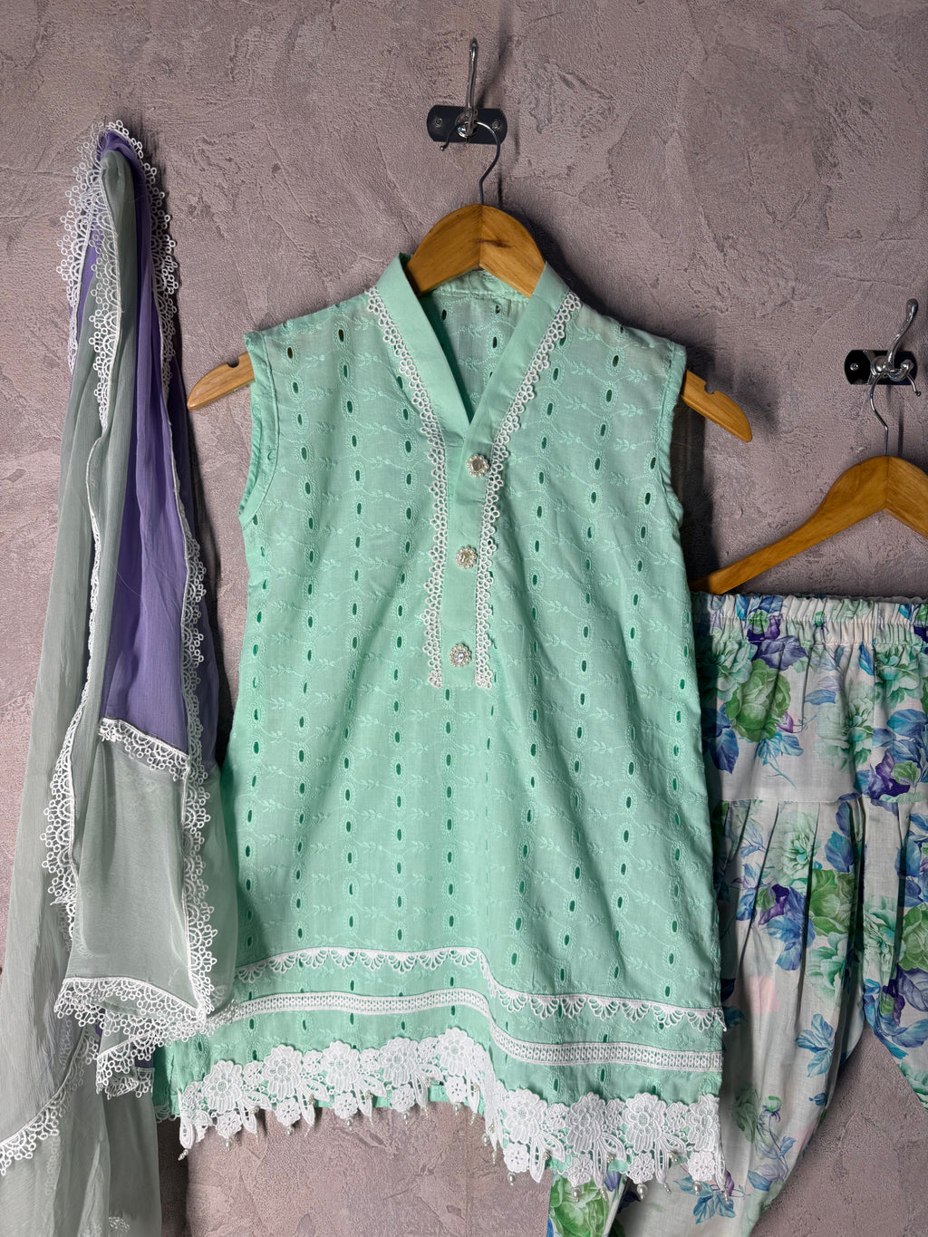 Mint Chikankari Co-ord Set