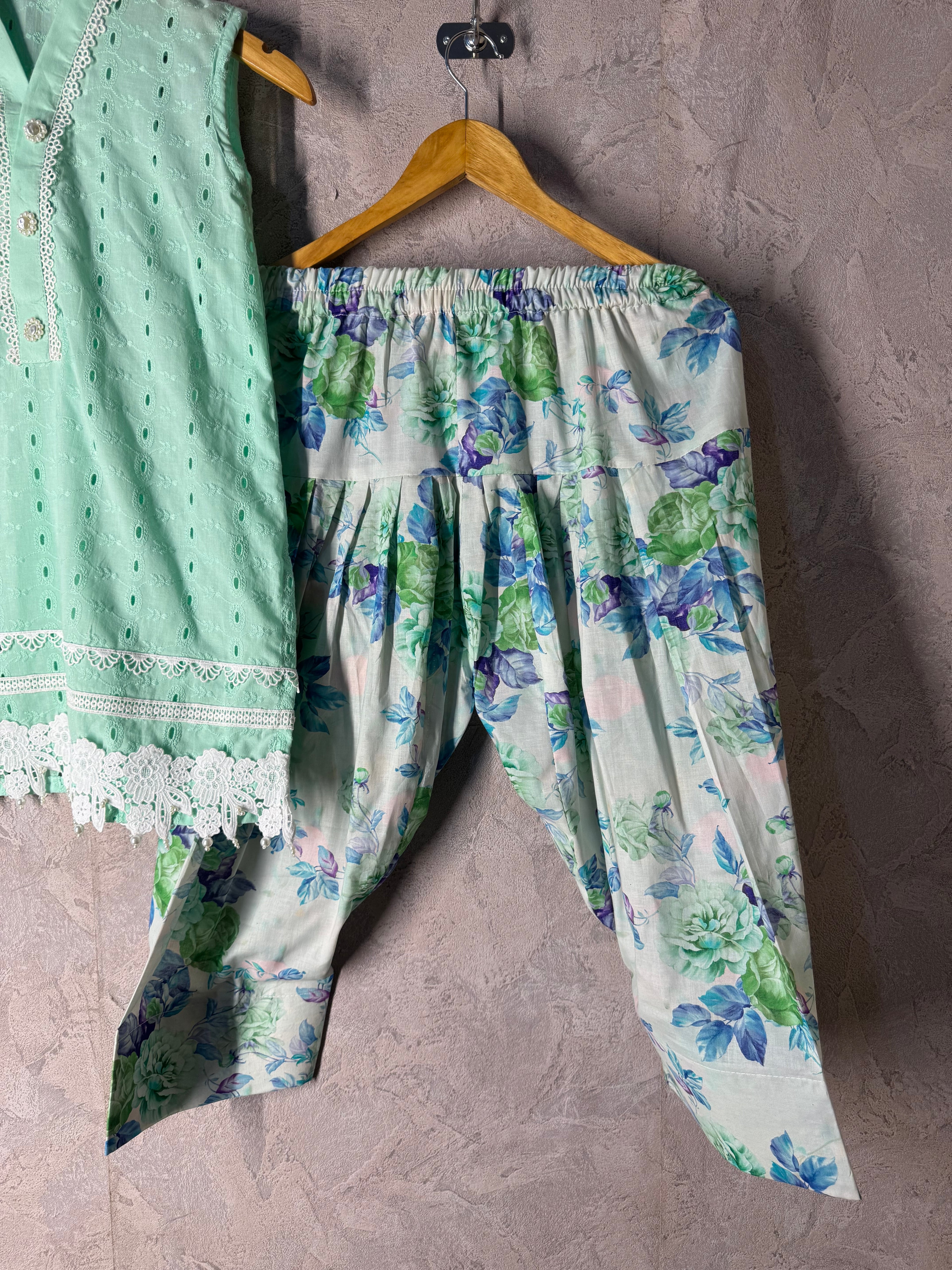 Mint Chikankari Co-ord Set